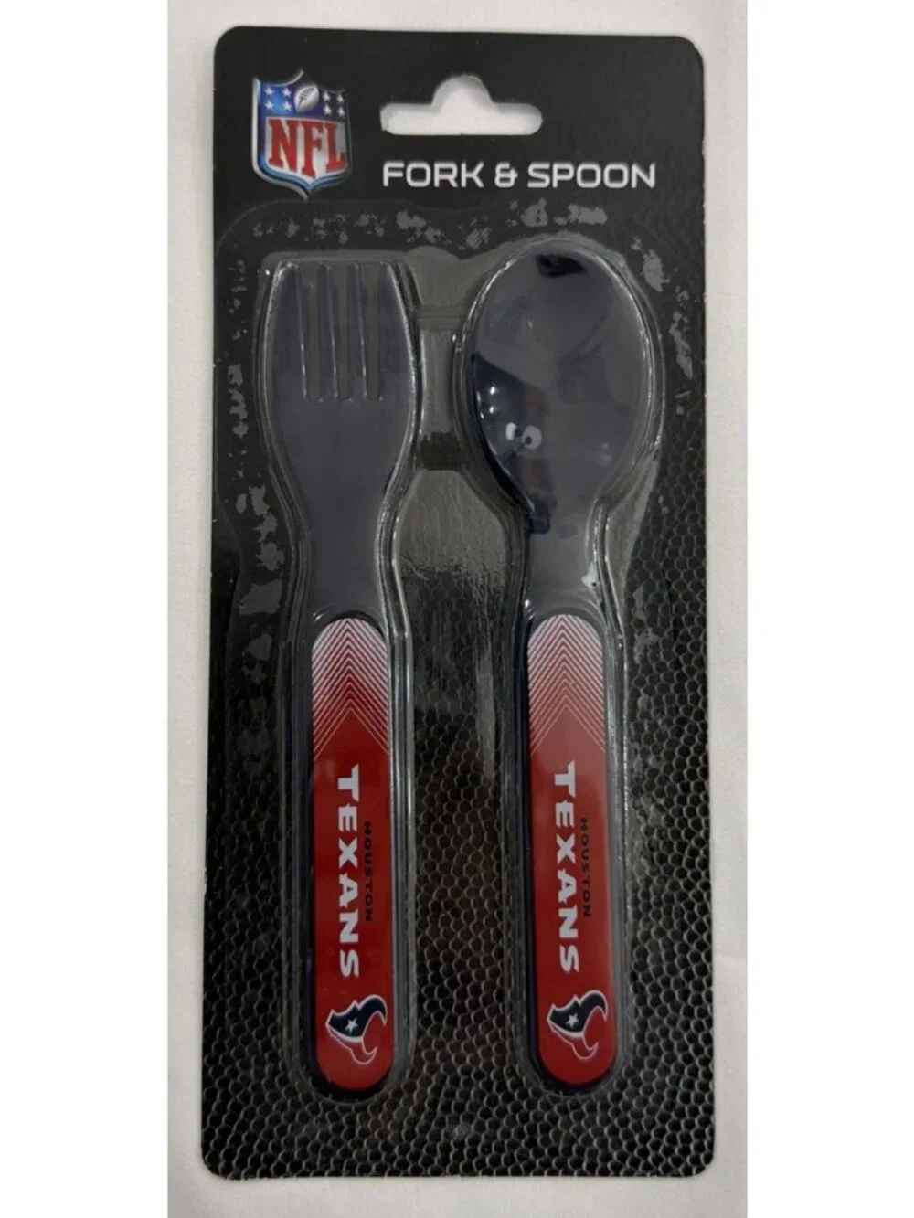 Kids 2pc Navy/Red NFL Houston Texans Fork and Spoon Set BPA Free